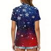 Women's Fashion Casual Lapel Short Sleeve Christmas Print Shirt Women's Button Up Tops
