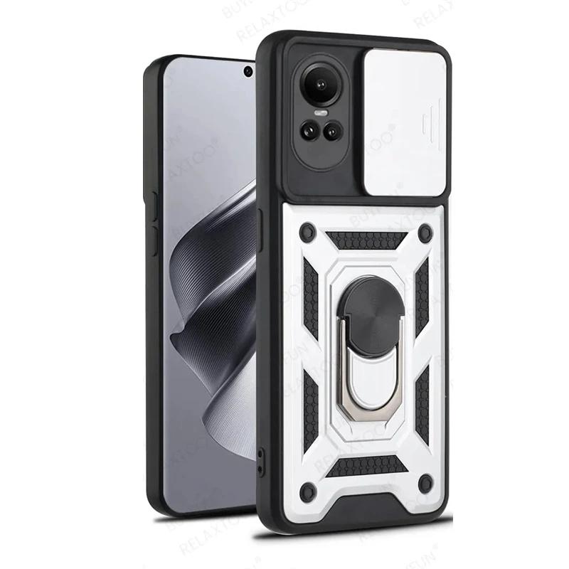 Armor Case For OPPO Reno 10 5G Reno10 Pro Reno 8T 7 6 5 Lite Cover Lens Protection With Ring Magnetic Holder Coque Fundas