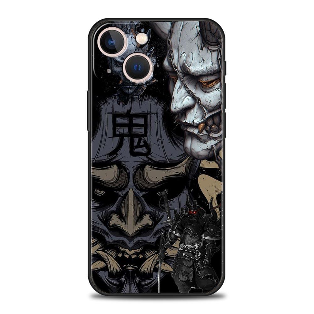 Japan Ghost Face Samurai Phone Case For iPhone 17 16E 15 16 14 13 12 11 Pro Max 7 8 Plus Soft TPU Back Cover iPhone 17