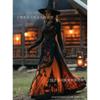 Abito Lungo da Donna con Stampa Sfumata Teschio Rosa Gotico Streetwear di Halloween