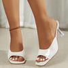 High Women's Sandals 2025 Thin Heel Summer Outdoor Slippers  Plus Size 42 Black WHite Square Toe Slippers
