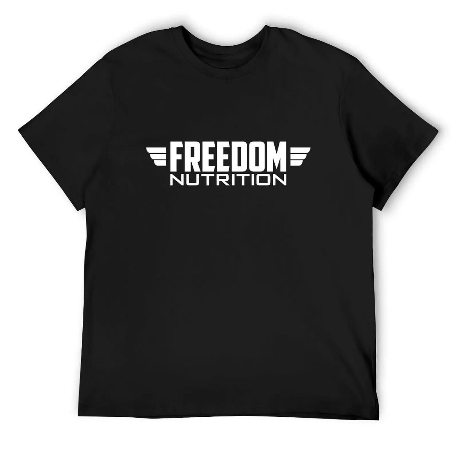 Freedom Nutrition White Logo T-Shirt plus size clothes blacks tees designer t shirt men S