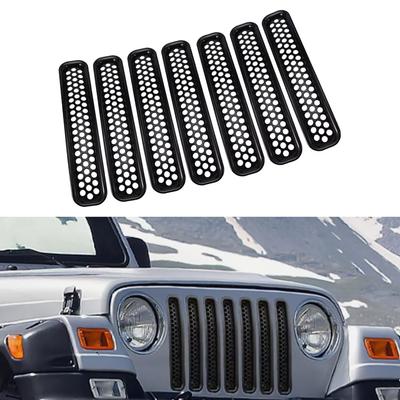 7Pcs Front Grill Mesh Grille Erts Cover Trim Kit for Jeep Wrangler TJ 1997 1998 1999 2000 2001 2002 2003 2004 2005 2006