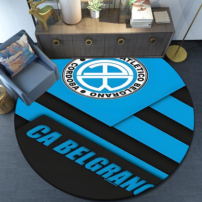 Atletico Belgrano Crest Round Rug for Livingroom,Bedroom, Palyroom, Chair Rug, Area rug, Circle Carpet, Large Size Fan Christmas gift