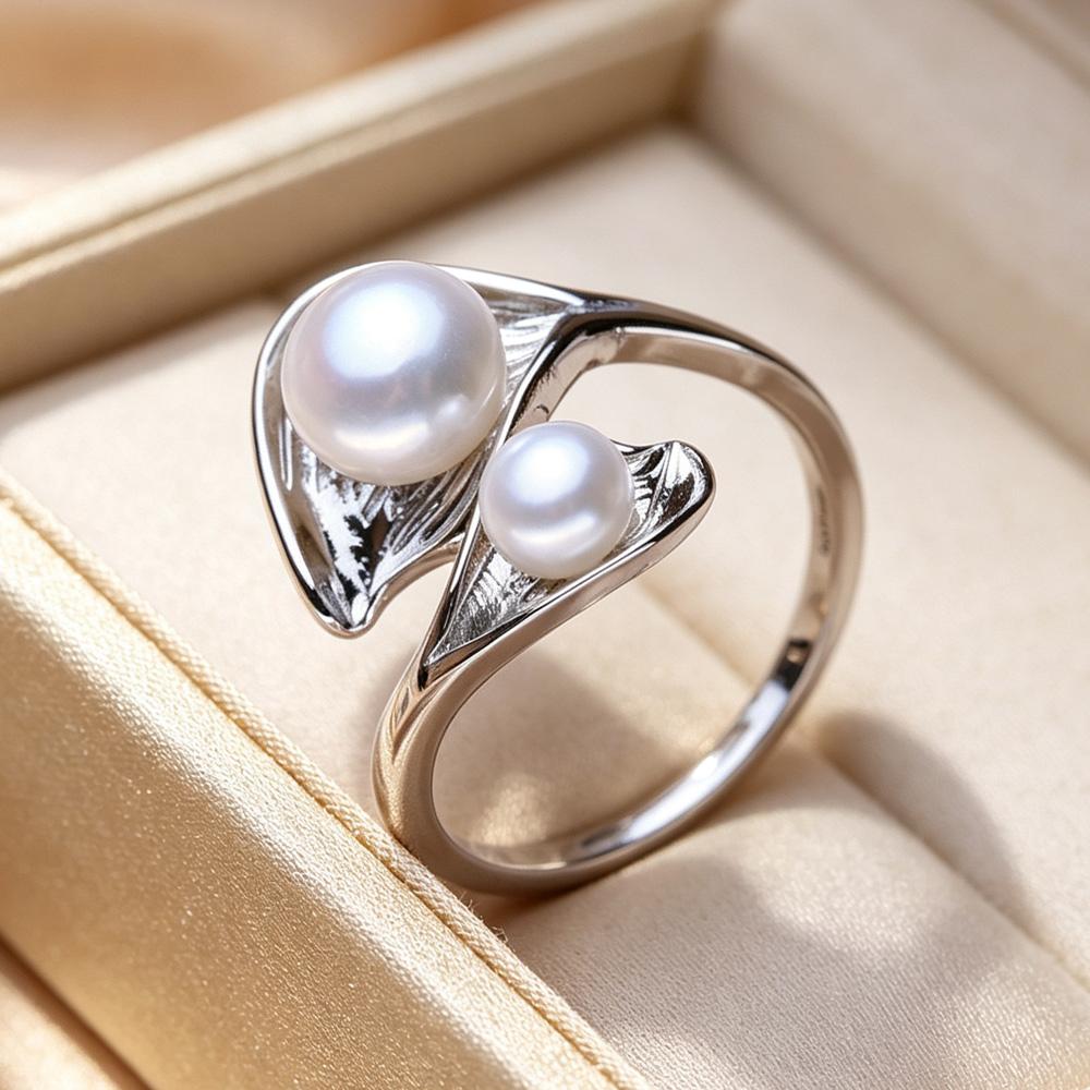 Natural Freshwater Pearl Rings For Women Fashion Female Ring Pearl Jewelry Adjustable Ring