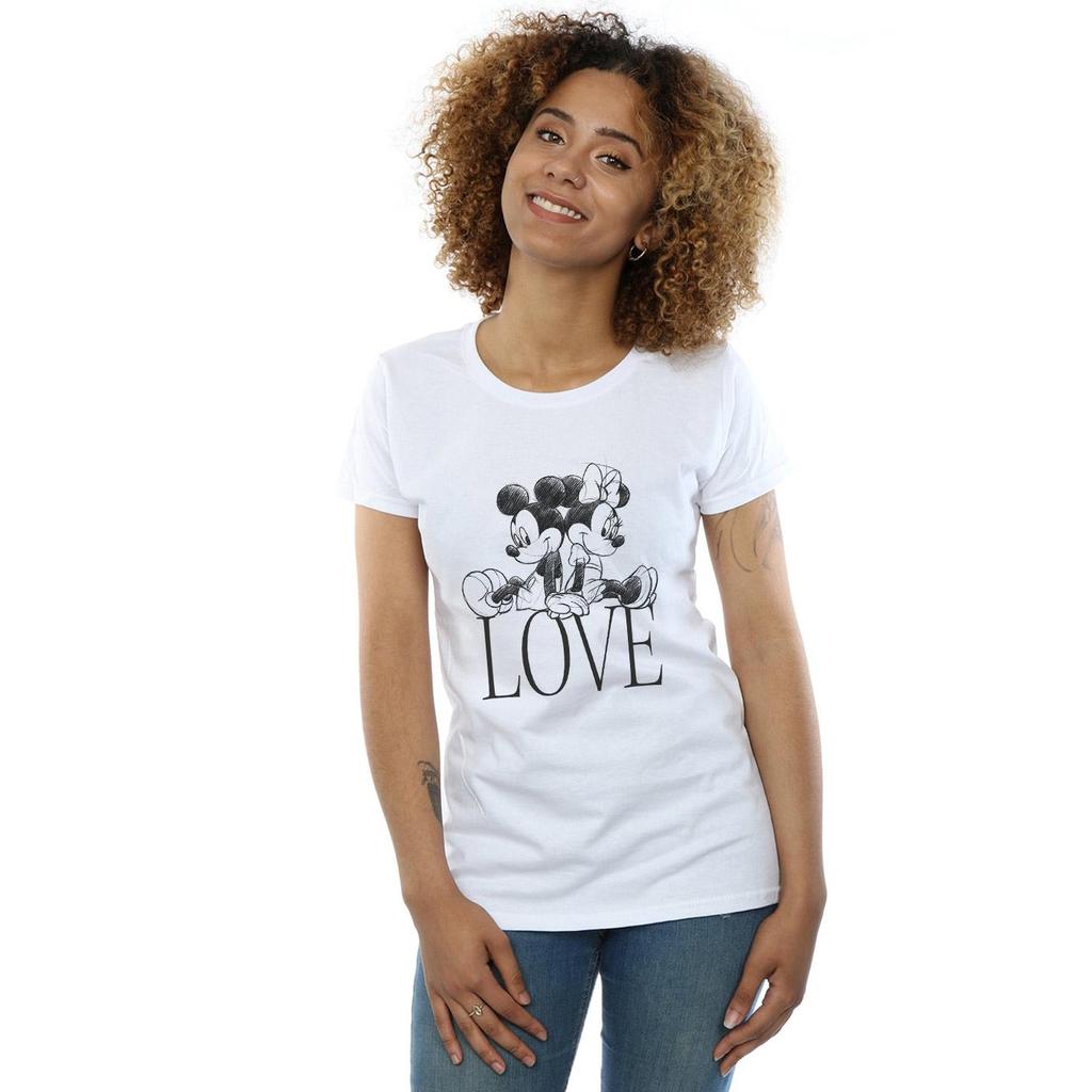 Disney Womens/Ladies Mickey And Minnie Mouse Love Cotton T-Shirt