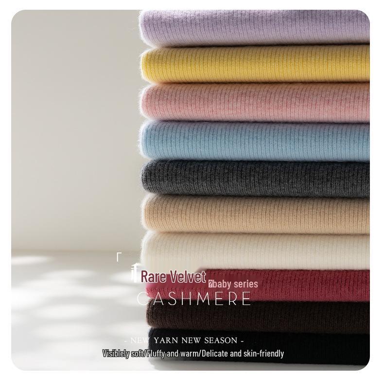 Women's 2024 Autumn/Winter Cashmere Round Neck Sweater - Warm Base Layer Knit Pullover