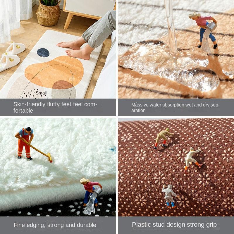 Comfortable Imitation Cashmere Bedside Rug Plush Foot Pad Bedroom Decoration Floor Mat Non-slip Absorbent Long Carpet Area Rugs