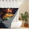 No Hook Abstract Shower Curtain with Snap In Fabric Lining, Transparent Top Window, and Waterproof Double-layer Bathtub Curtai