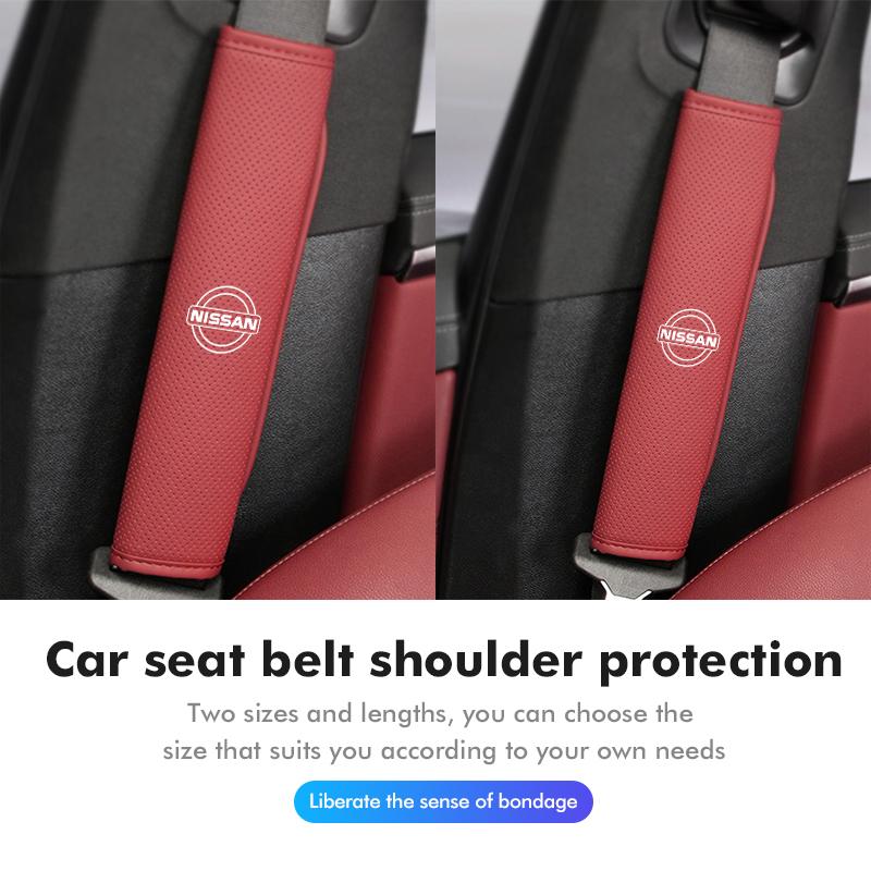 Leather Car Seat Belt Cover Safety Belt Shoulder Protection Pad For Nissan Navara Almera Sentra Rogue Pathfinder Sylphy Leaf