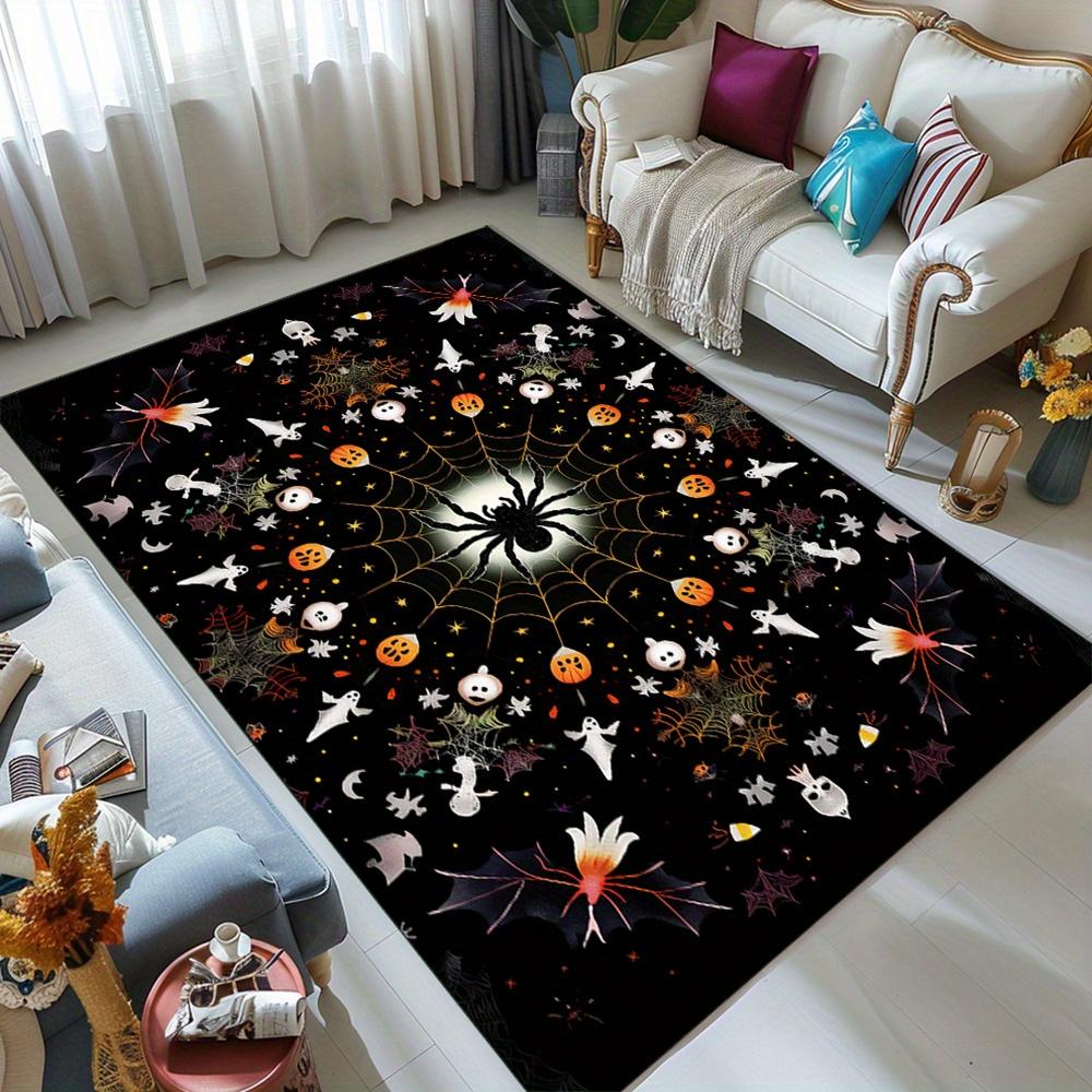 

1pc Halloween Spider Web Design Area Rug - Durable Polyester Decorative Carpet with Spooky Pumpkins, Ghosts & Bats, Perfect for 50x80cm