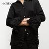 Edition Women's Textured Wrinkle Pleated Acetate Long Sleeve Shirt
