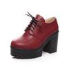 High Heel Waterproof Table Single Shoes Work Shoes British Thick Heel Round Head Leather Shoes Deep Mouth Large Size -46 Size Women'S Shoes