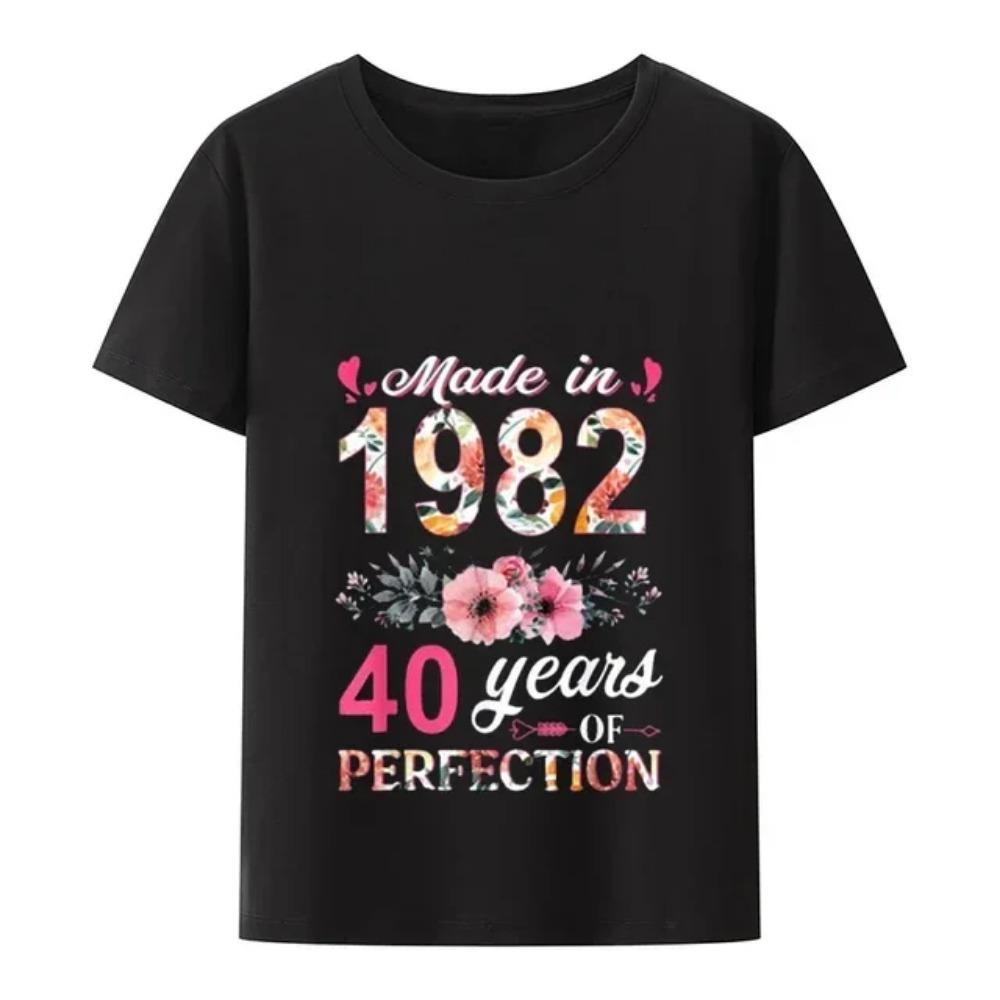 Vintage 40-årsdag 40 år 1982 Retro Kassettband Videokassett Diskettskjorta T-shirt Man Fru Skjorta Streetwear
