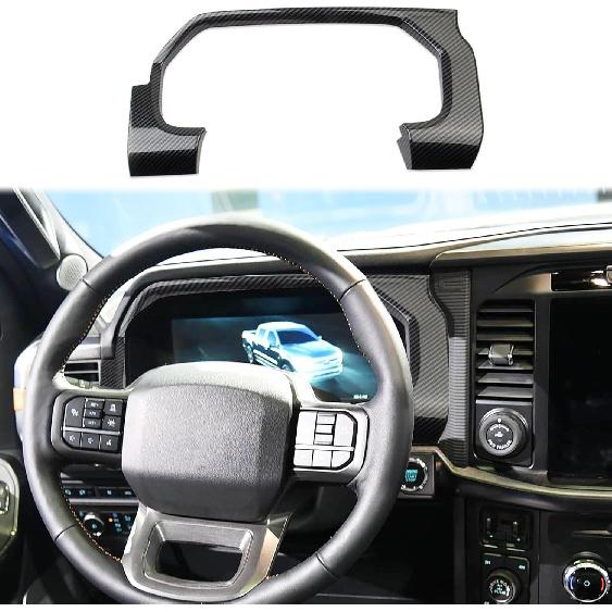 Korlot Carbon Fiber Style Center Console Dashboard Panel Navigation Frame Cover Trim Interior Accessories for Ford F150 2021-2023 (Dashboard(21-23