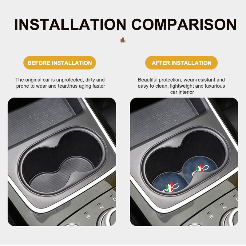 2pcs Suede Car Coaster Water Cup Drink Holder Anti-Slip Pad For Fiat For 500 595 500 695 500C 5CC 695C