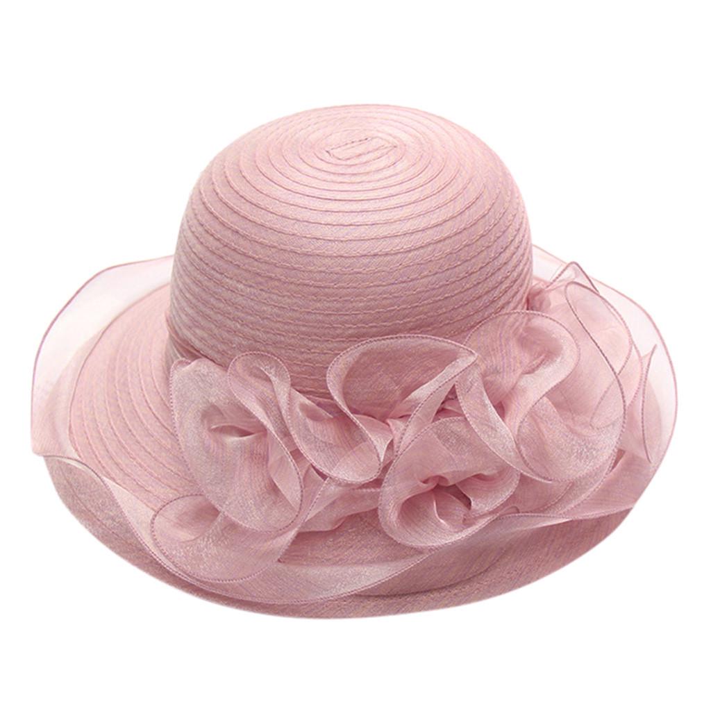Foldable Wide Brim Sun Hat for Women Summer Organza Beach Hat Lightweight Breathable UV Protection Packable Travel Hat