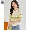 Women's Color Block Striped Knit Polo T-Shirt