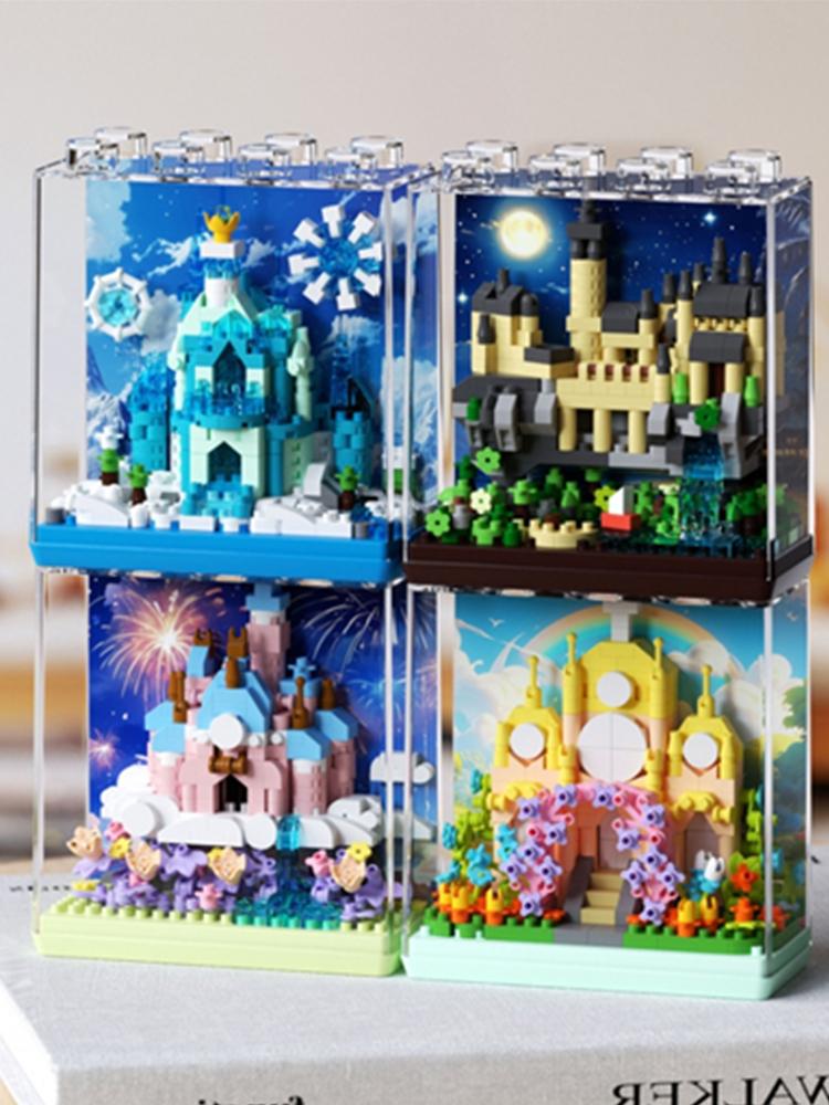 DIY DISPLAY BOX Ice Palace Wedding Church Harry Castle Fairy Tale Dream House Building Blocks Model Bricks Kids Sets Kits Toys