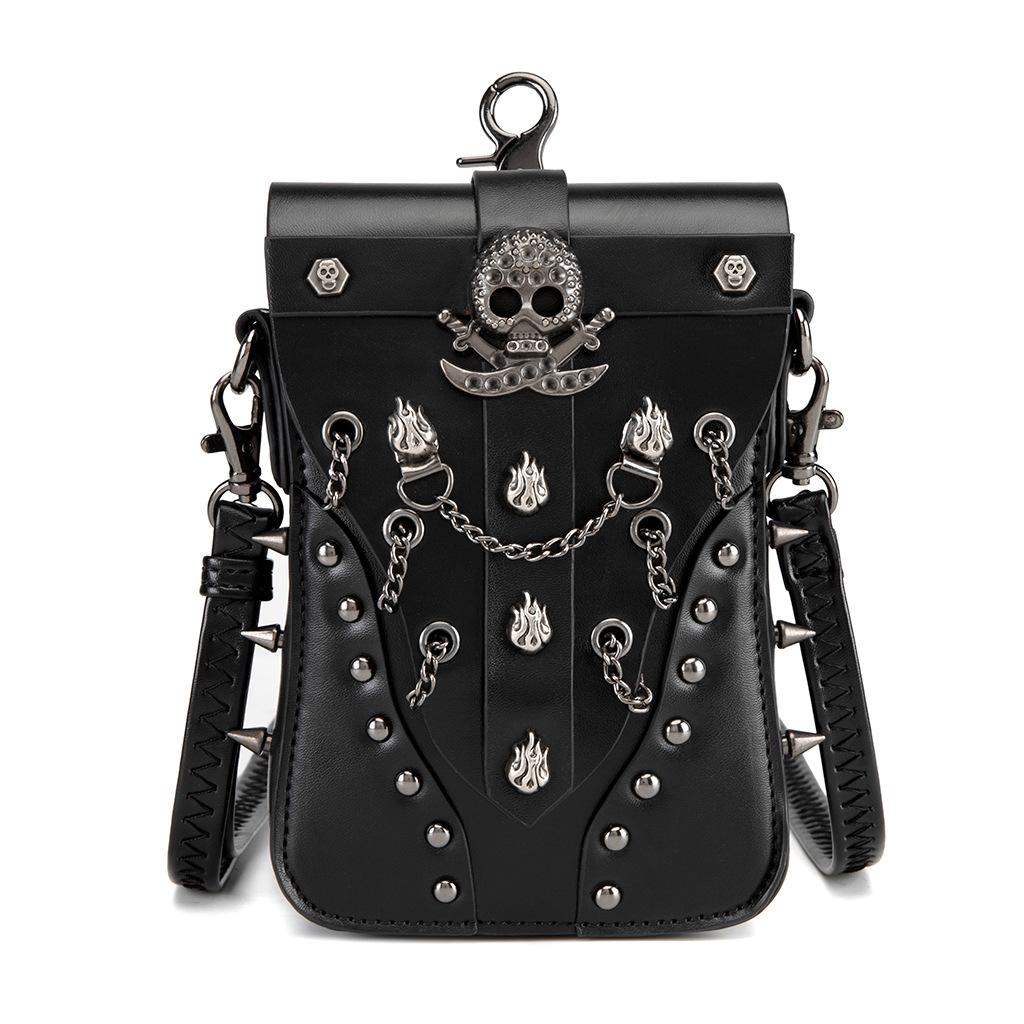 Średniowieczna torebka damska na jedno ramię ze skóry PU w stylu color-blocking, mała kwadratowa torebka w stylu industrialnym retro, steampunkowa torebka crossbody MINI