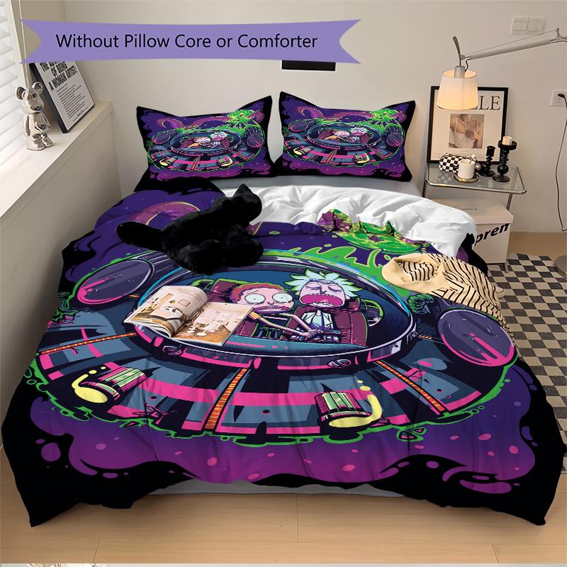 3Pcs Space Adventure Duo Bedding Set Soft Fabric Duvet Cover Pillowcases Christmas Xmas Halloween Gift 1 Duvet Cover 2 Pillowcase L1316