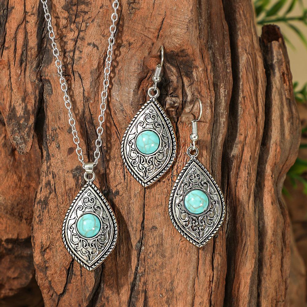 Hot-selling Turquoise Earrings Multi-piece Set Bohemian Personality Geometric Earrings Earrings