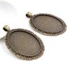 5pcs 30x40mm Inner Size Antique Silver Plated and Bronze and Black Cabochon Base Setting Charms Pendant