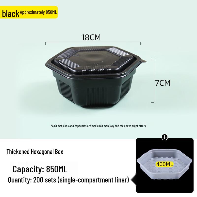 Handun 850ml Black Disposable Single Compartment Food Containers