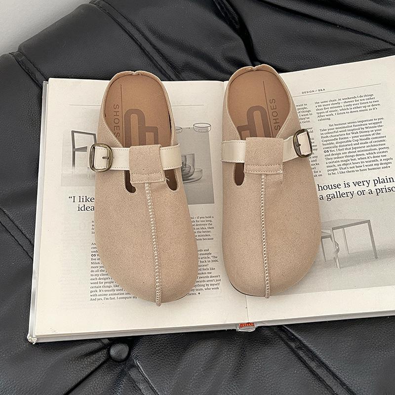 

Retro versatile Birkenstock slippers women s 2025 summer new wear simple one-pedal fashion versatile half slippers tide 35 абрикосовый