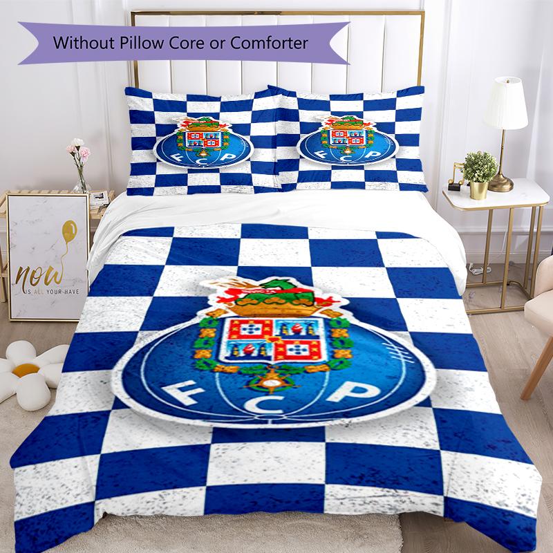 3pcs FC Porto Bedding Set Duvet Cover Closure Includes 1 Duvet Cover & 2 Pillowcases, Soft and Comfortable for All Seasons.