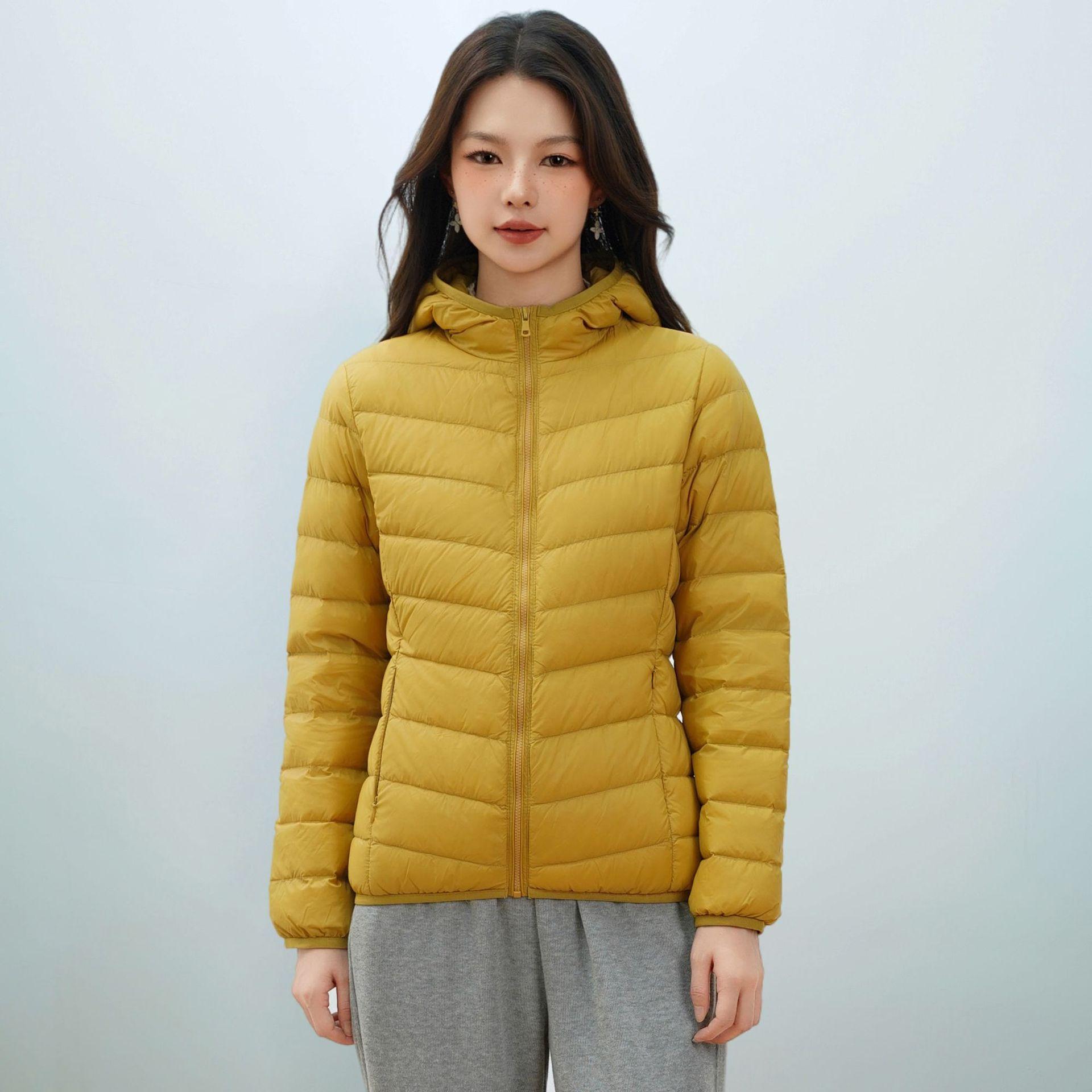 

Женская легкая куртка-пуховик на осень и зиму Женская простая куртка с капюшоном 4XL жёлтый