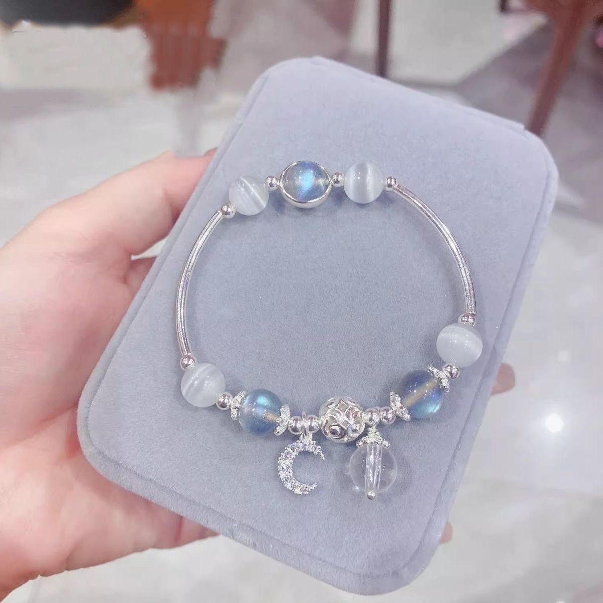 

JYL TS Bracelet Pink -Ignites Romance & Attracts New Year Luck [Bent tube style] Gray beads star moon алмаз
