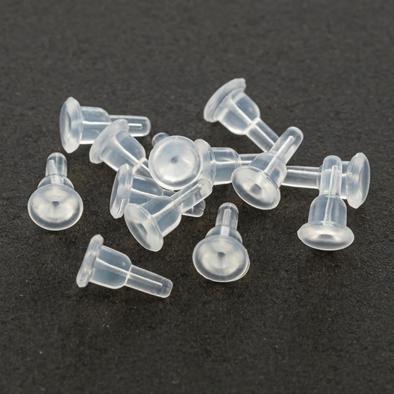 Non-slip 50x Soft Clear Earring Backings Silicone Rubber Safety Pads Backstops Replacement for Earring Studs Hoop DIY