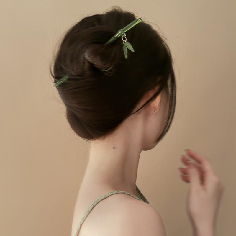 Nou chinezesc antic bambus ac de păr cu frunză de bambus nișă simplu high-end ac de păr toamnă și iarnă literar și la modă versatil accesorii de păr