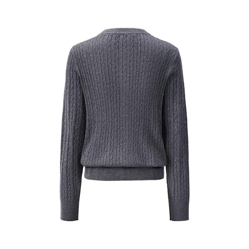 GIOVANNI VALENTINO Women's Short Wool Blend Round Neck Cardigan