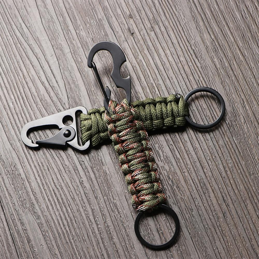 Anello portachiavi esterno Moschettone da campeggio Corda militare Paracord Corda Kit di sopravvivenza da campeggio Strumenti apribottiglie con nodo di emergenza