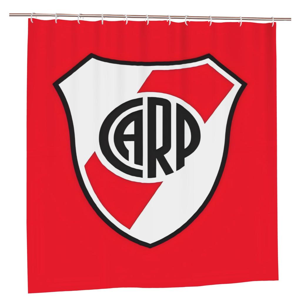 Club Atltico River Plate Logo Shower Curtain - Removable Polyester Bathroom Decor With Grommet Top, Vibrant Red & White Team De