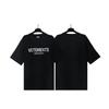 T-shirt in cotone puro a doppia filatura, lavata e invecchiata, con stampa di lettere Vetements, versione alta transfrontaliera, per uomo e donna