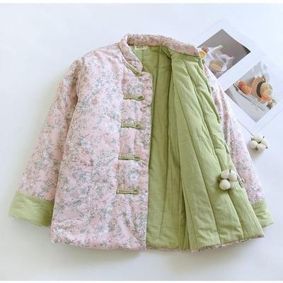 Satin Fluffy Cotton Jacket Winter Mandarin Collar Chinese Style Women's Cotton Coat Outerwear Thick Warm Coat