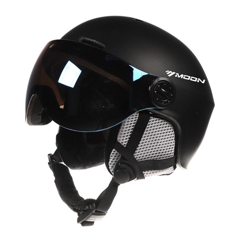 Ski Helmet with Goggles Helmet Integrated Forming Men s and Women s Protective Ski Helmet Protective Gear 59-62cm чёрный