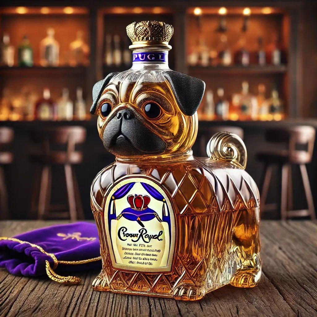 Funny French Bulldog Whiskey Bottle, Humor Novelty Decanter, Creative Gift, 250ml Clear Glass
