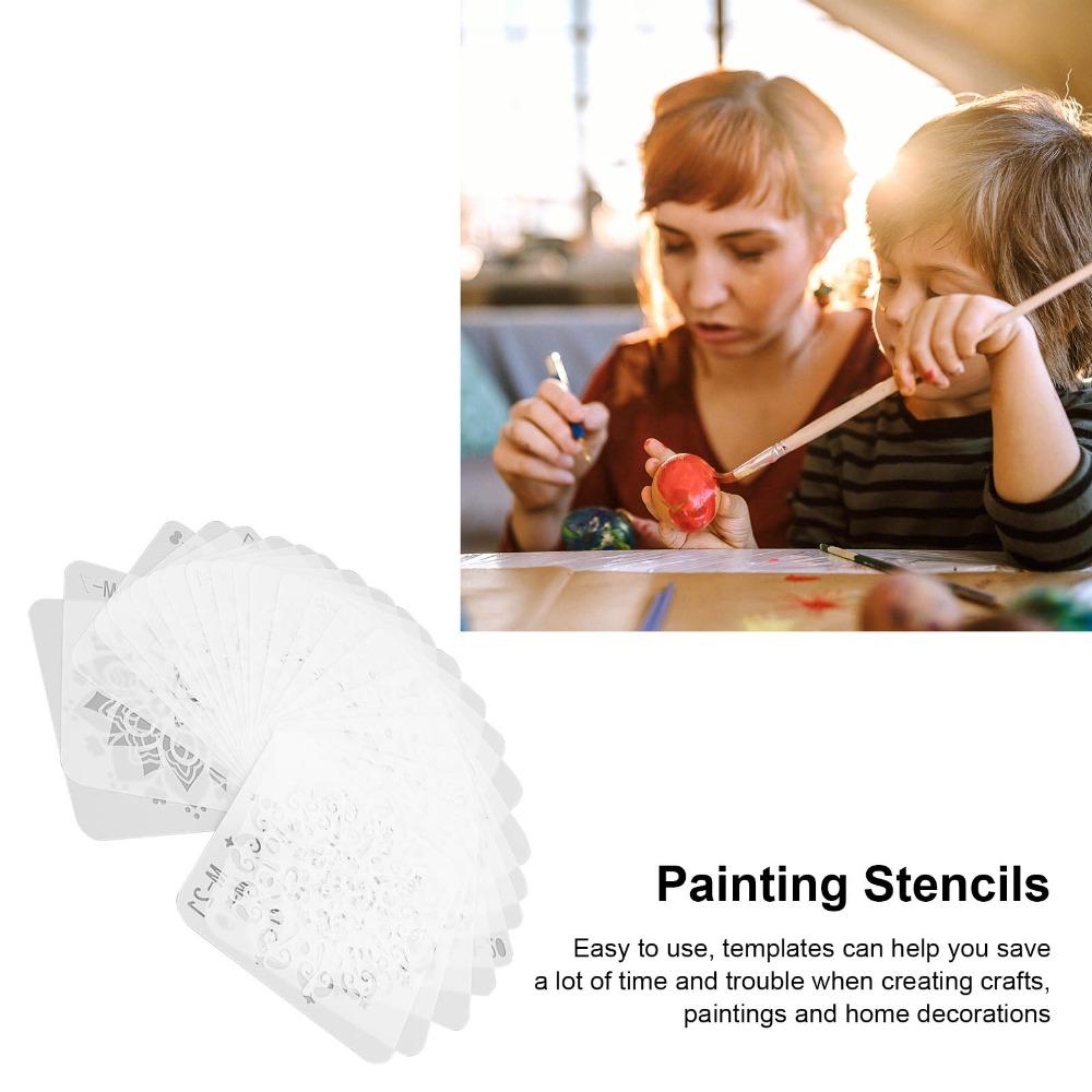 24PCS clear carved patterns stone painting templates  daily pattern drafting creation