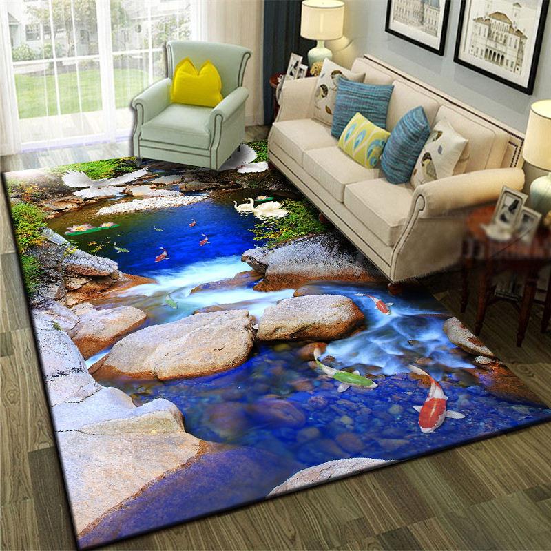3D Carpet Floor Mat Landscape Pattern Living Room Carpets Sofa Mat Bedroom Bedside Rugs Entrance Non Slip Doormat Rug