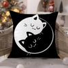Cartoon Cat Surprise Accompanying Print Pillow Case Comfort Sofa Bed Silky Elegant Invisible Zipper Decorative Cushion Cover