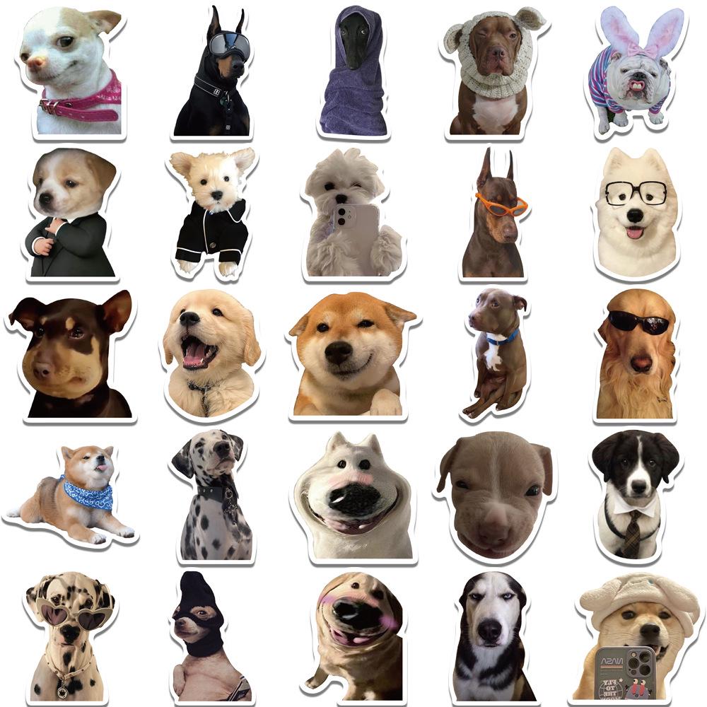 50 Adesivi Emoji di Cani Realistici e Divertenti - Adesivi Decorativi Unici, Senza Ripetizioni, per Cani Piccoli