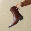 Krazing Pot Cow Split Skin Autumn Winter Shoes Wool Chunky Heels Size 43 Size 42 Pointed Toe Gradient Color Zip Fur Ankle Boots