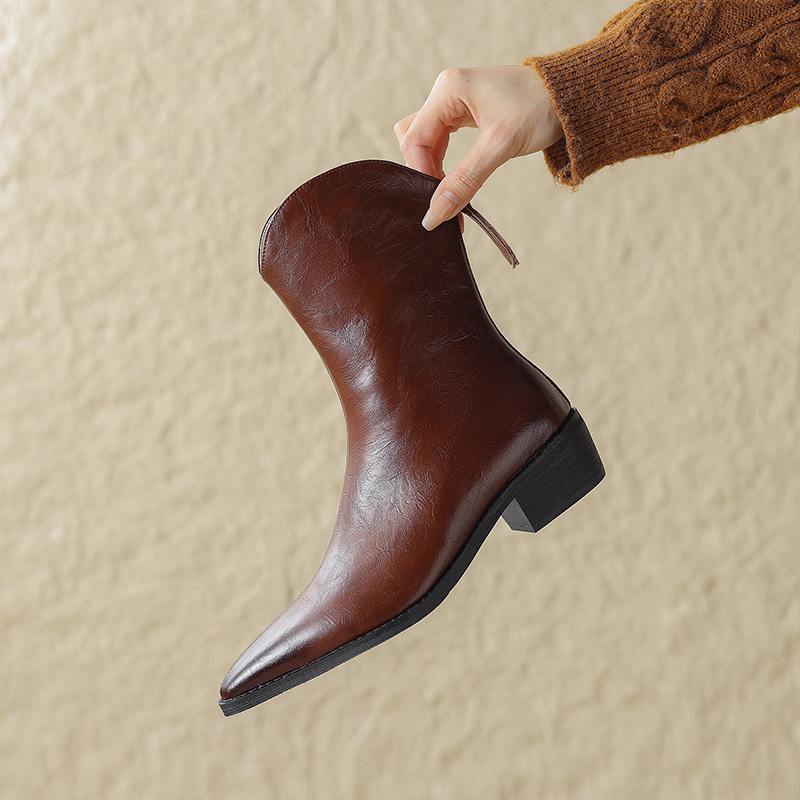 Krazing Pot Cow Split Skin Autumn Winter Shoes Wool Chunky Heels Size 43 Size 42 Pointed Toe Gradient Color Zip Fur Ankle Boots