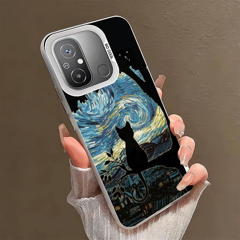 Schwarze Katze Ästhetik Muster Stoßfeste Handyhülle für Xiaomi Poco X7 X6 X5 X3 Pro F7 Ultra M8 Redmi 15C 15 14C 13C 12C 10C 13 12