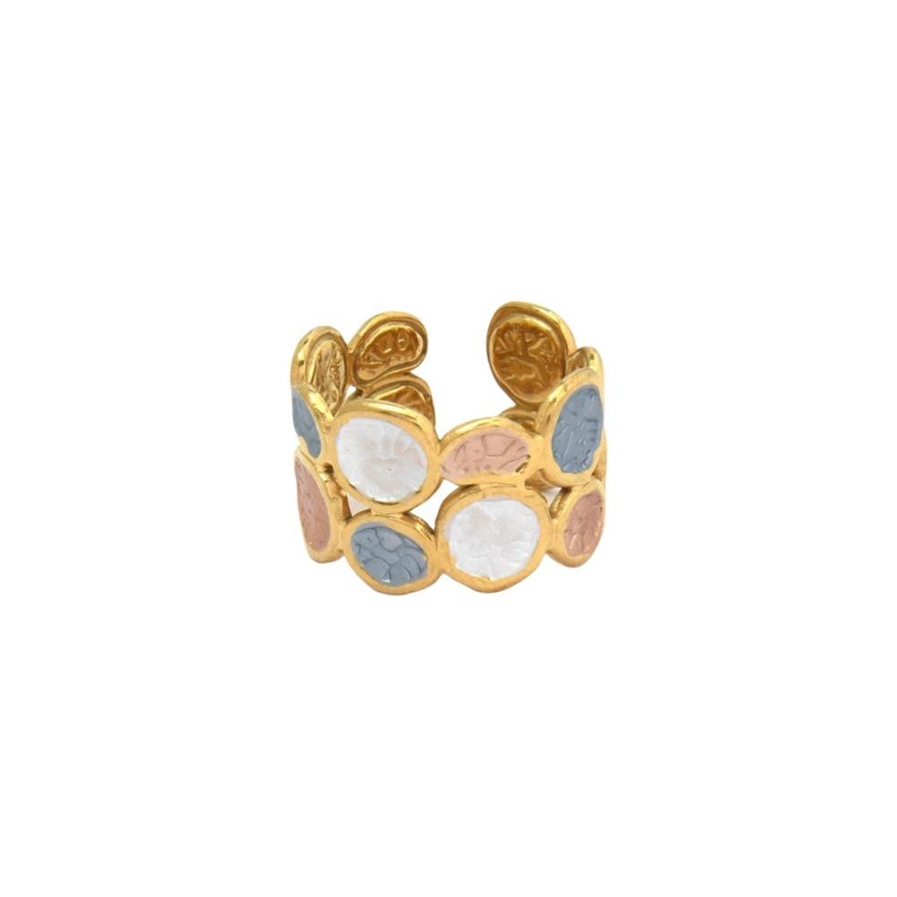 

Gold-plated Oil Dripping Ring Colorful Colorful Ring Geometric Pattern Ring Wedding Gifts Color-2