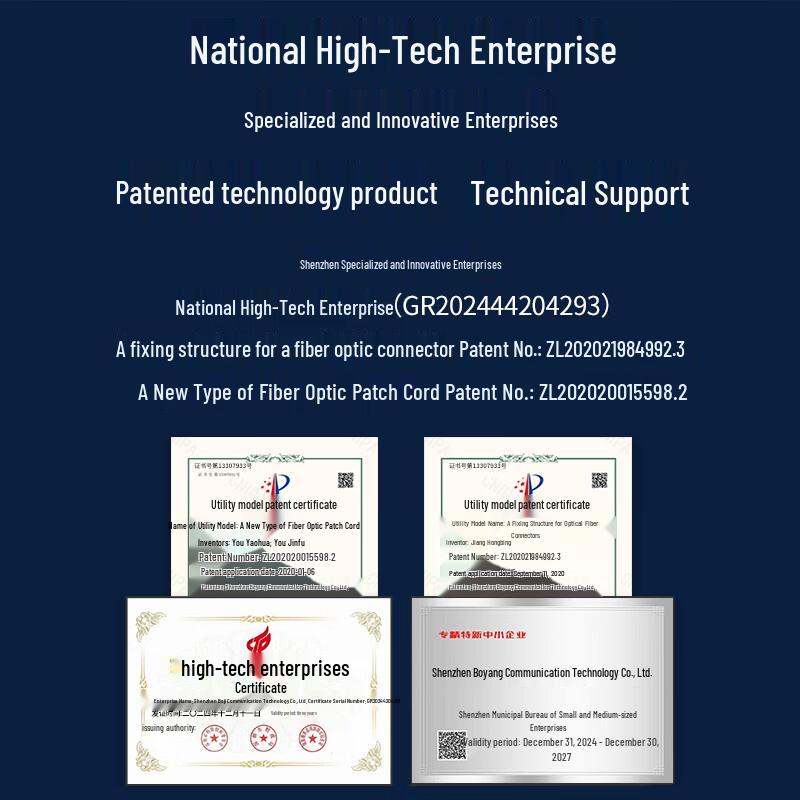 Boyang Telecom-Grade FC/APC Single-Mode Fiber Optic Patch Cord